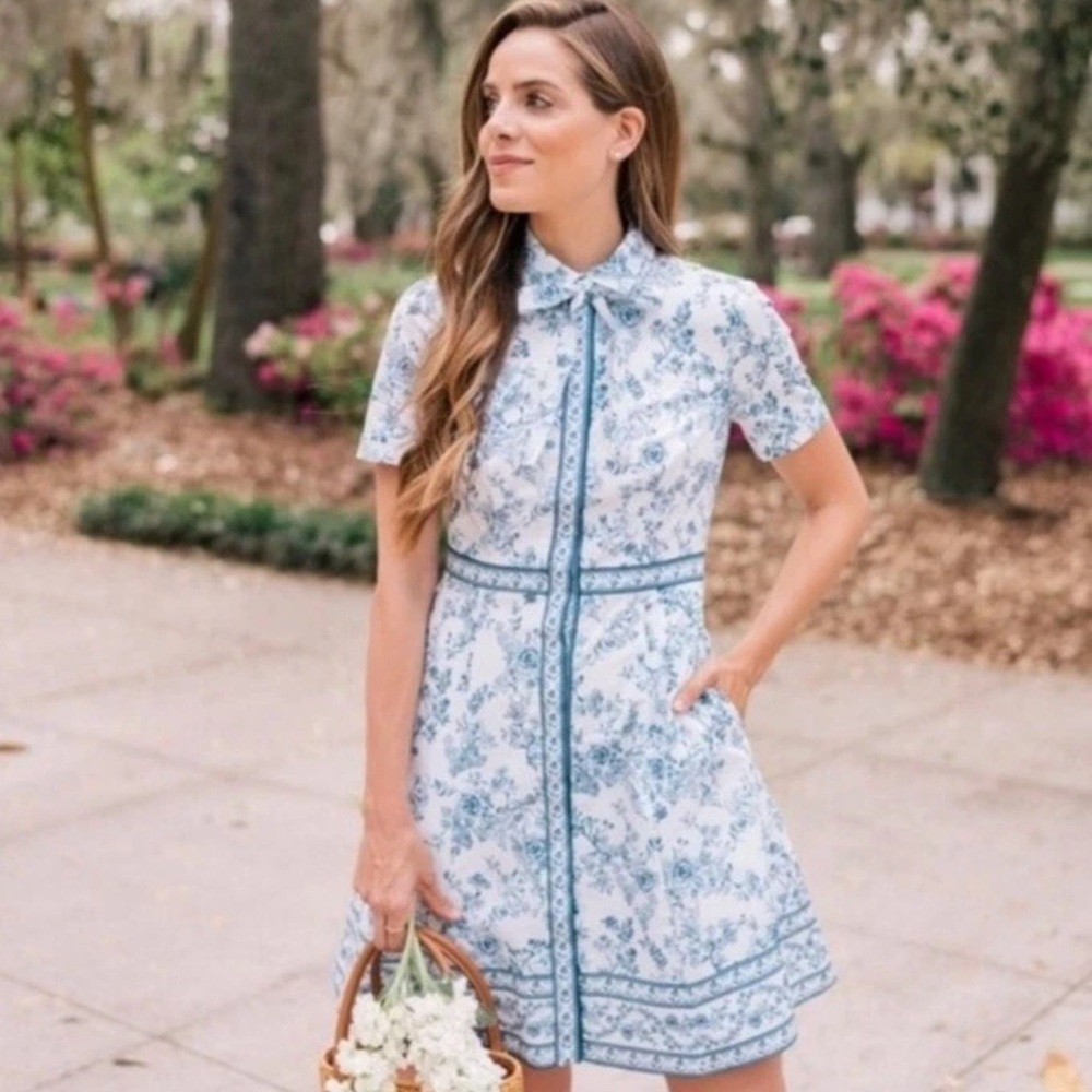 Gal Meets Glam Blue and White Floral Mini Dress